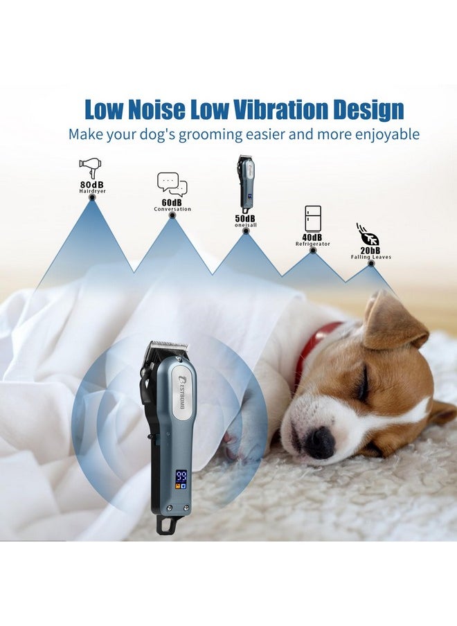BESTBOMG Professional Dog Grooming Clippers For Thick Heavy Coats Low Noise High Power Rechargeable Led Display Cordless Pet Shaver For Small & Large Dogs Cats  - Image 2