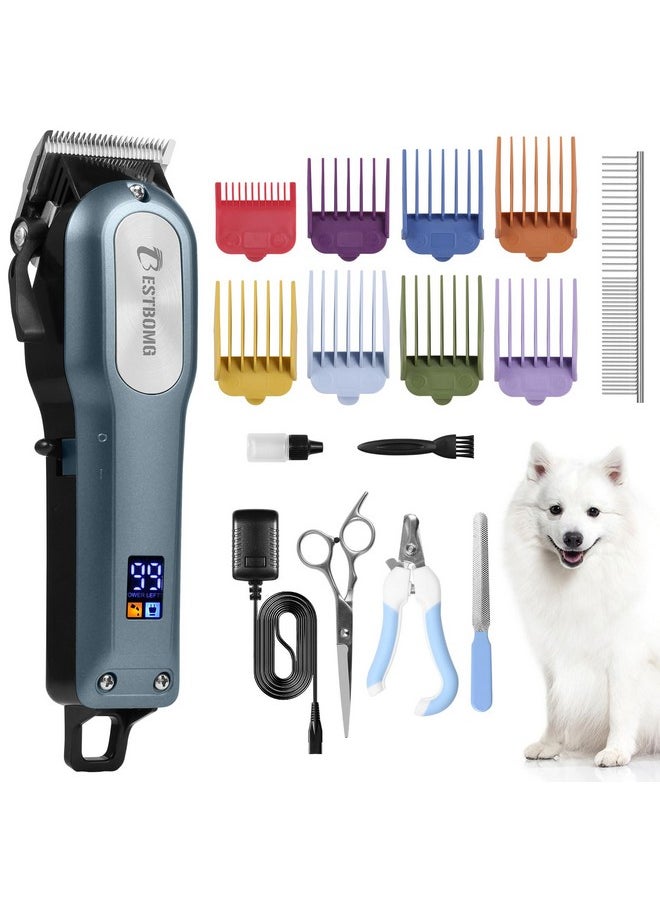 BESTBOMG Professional Dog Grooming Clippers For Thick Heavy Coats Low Noise High Power Rechargeable Led Display Cordless Pet Shaver For Small & Large Dogs Cats  - Image 1