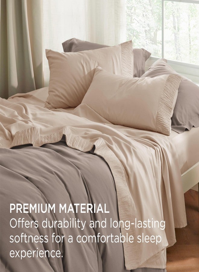 Bedsure King Size Sheets Set - 4 Pieces Soft King Sheets - Breathable & Cooling - Hotel Luxury - Easy Care Polyester Microfiber Bedding for Women, Men, Light Khaki - Image 5