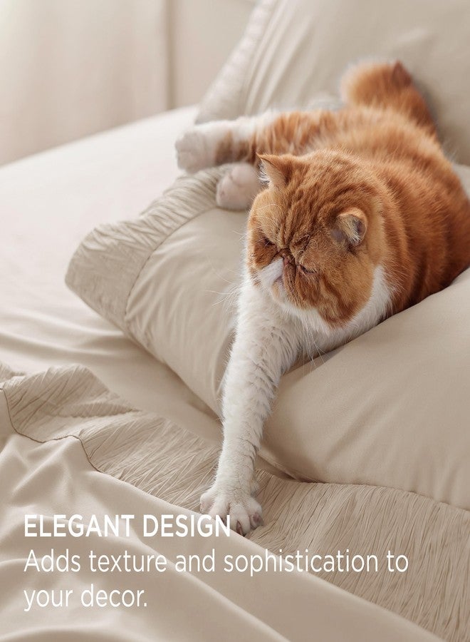 Bedsure King Size Sheets Set - 4 Pieces Soft King Sheets - Breathable & Cooling - Hotel Luxury - Easy Care Polyester Microfiber Bedding for Women, Men, Light Khaki - Image 4