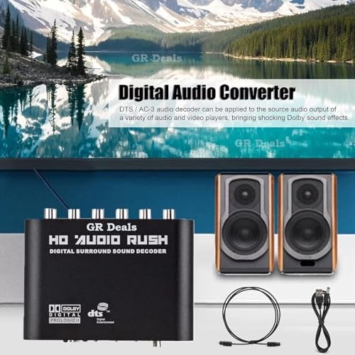 GR Deals DAC Audio Digital to Analog Converter, Digital DTS Channel Decoder 5.1 Audio Converter Optical Fiber Coaxial Sound Adapter for PS/3 HD DVD. - Image 2