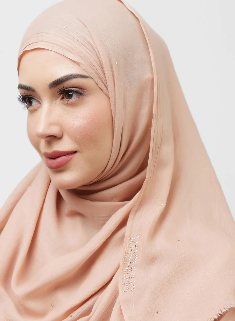 KASHKHA Cotton Hijab With Stone Work