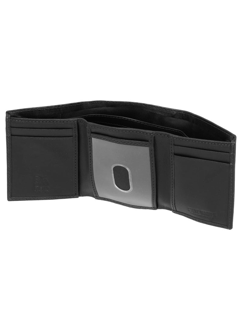 Steve Madden Men's Rfid Trifold Wallet With Id Window, Black, One Size - Image 3