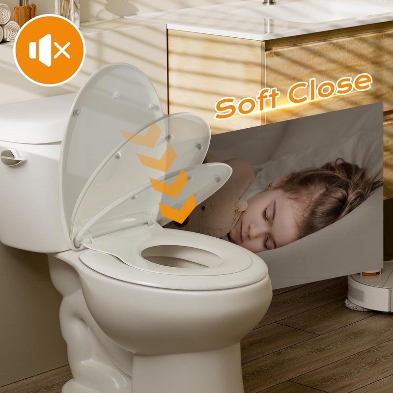 SAMODRA Elongated Toilet Seat with Toddler Toilet Seat BuiltIn Slow Close Quick Release Hinges and Easy Clean Toddler Toilet Seat - Image 3