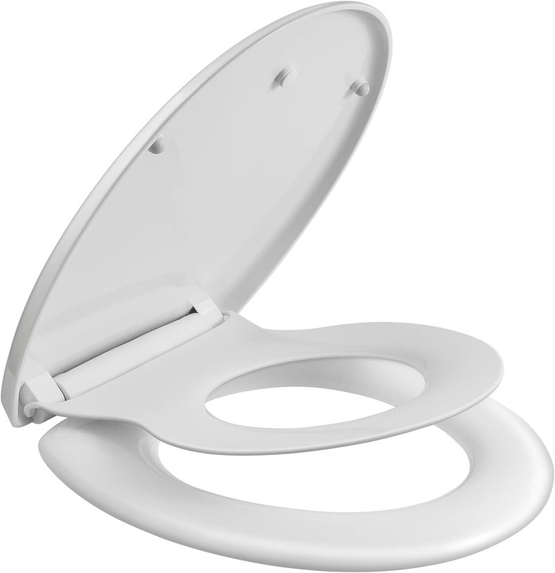 SAMODRA Elongated Toilet Seat with Toddler Toilet Seat BuiltIn Slow Close Quick Release Hinges and Easy Clean Toddler Toilet Seat - Image 1