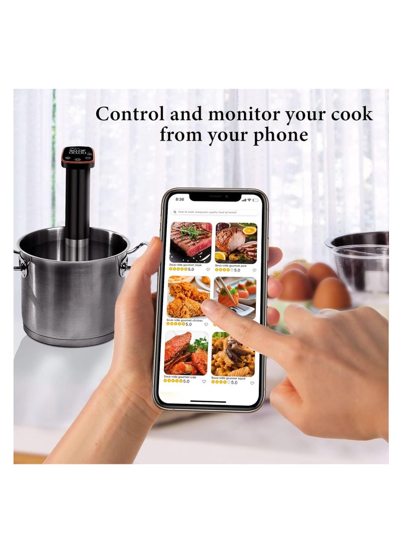 SYOSI - Sous Vide Machine - 1100W Immersion Circulator Precision Cooker - WiFi App with Included Recipes - Accurate Temperature Control Ultra Quiet and IPX7 Waterproof Fast Heating and Time Control - Image 1