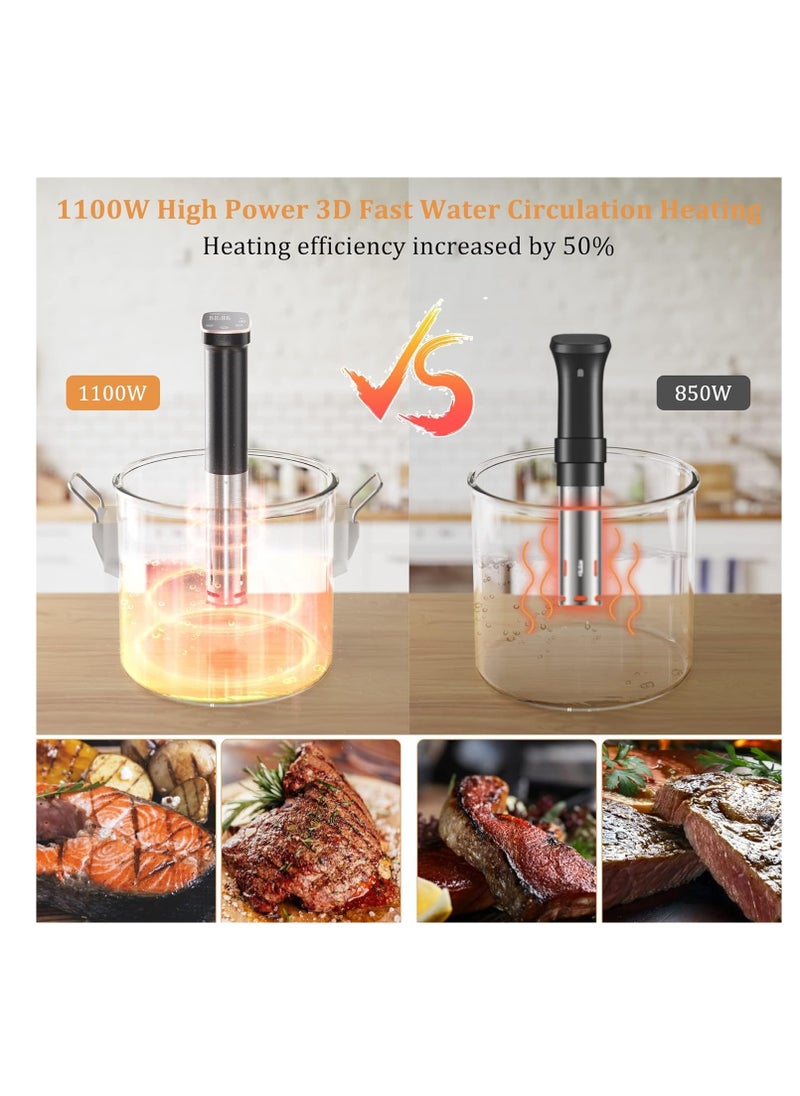 SYOSI - Sous Vide Machine - 1100W Immersion Circulator Precision Cooker - WiFi App with Included Recipes - Accurate Temperature Control Ultra Quiet and IPX7 Waterproof Fast Heating and Time Control - Image 1