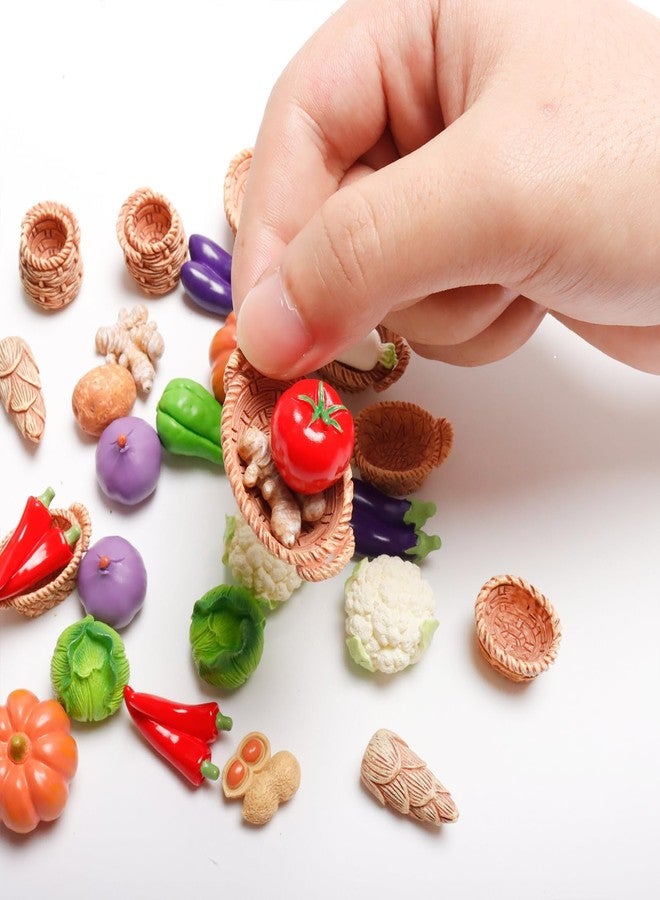 Exasinine 42 Pcs Miniature Food Mini Vegetables Figurines Miniature Baskets for Miniatures Food Kitchen Mini House Store - Image 5