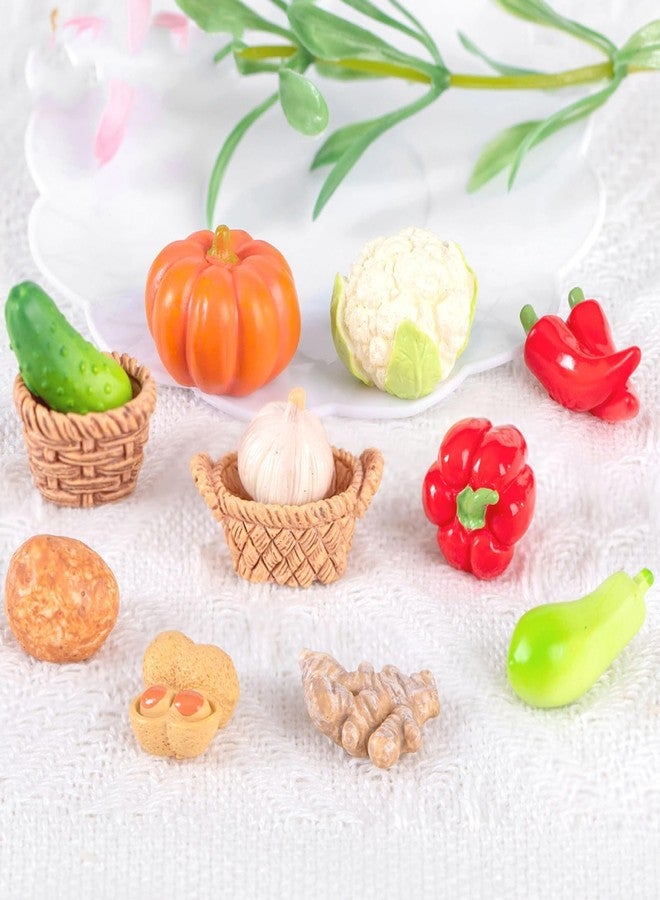 Exasinine 42 Pcs Miniature Food Mini Vegetables Figurines Miniature Baskets for Miniatures Food Kitchen Mini House Store - Image 3