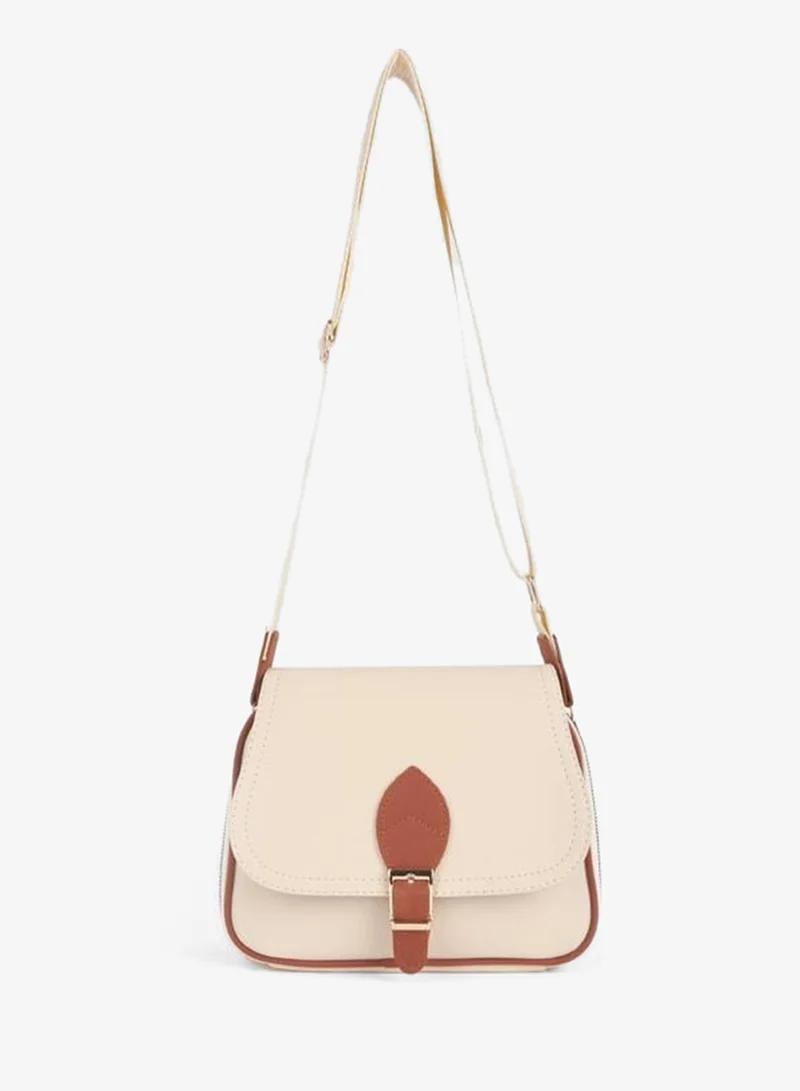 Vivaq Women's Clover Cream Tray 4-Pocket Zipper and Snap Closure Shoulder Bag.