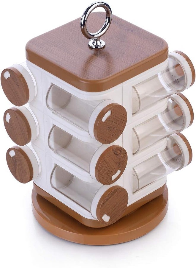 Drumstone (𝗦𝗽𝗲𝗰𝗶𝗮𝗹 𝟱 𝗬𝗲𝗮𝗿𝘀 𝗪𝗮𝗿𝗿𝗮𝗻𝘁𝘆 Revolving Round Spice Rack Set, 12-Piece Masala Box, Wooden Finish, 360° Rotating Spice Organizer with Food-Grade Jars & Durable Stand - Image 4