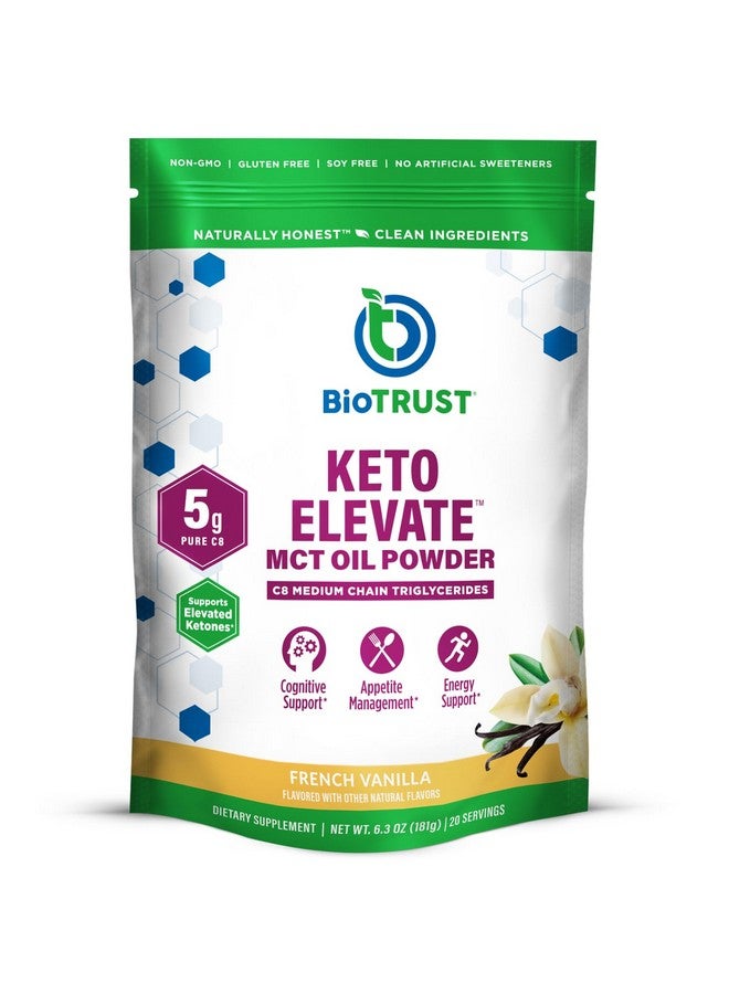 BioTrust BioTrust Keto Elevate - C8 MCT Oil Powder - Ketogenic MCT Coffee Creamer, Keto Coffee Creamer - Clean Energy, Mental Focus, Clarity -100% Caprylic Acid MCT Powder, Non-GMO(French Vanilla, 20 Servings) - Image 1