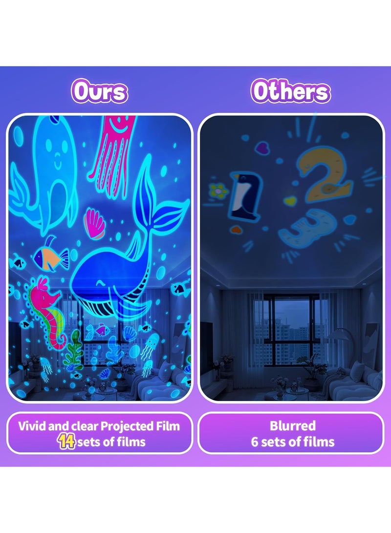 general Children's nightlight, Girl Gift 84 light modes 14 movies Baby stereo machine, bedroom nightlight, 3-in-1 & remote control, volume adjustment, rechargeable unicorn, Kawaii Gift, girl gift - Image 2