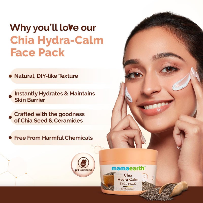 Mamaearth Mamaearth Chia HydraCalm Face Pack with Chia Seed Ceramides for Healthy Skin Barrier 200g DIYlike Texture Instant Hydration Glow Gel Cream Cooling Mask Free From Harmful Chemicals All Skin Types - Image 3