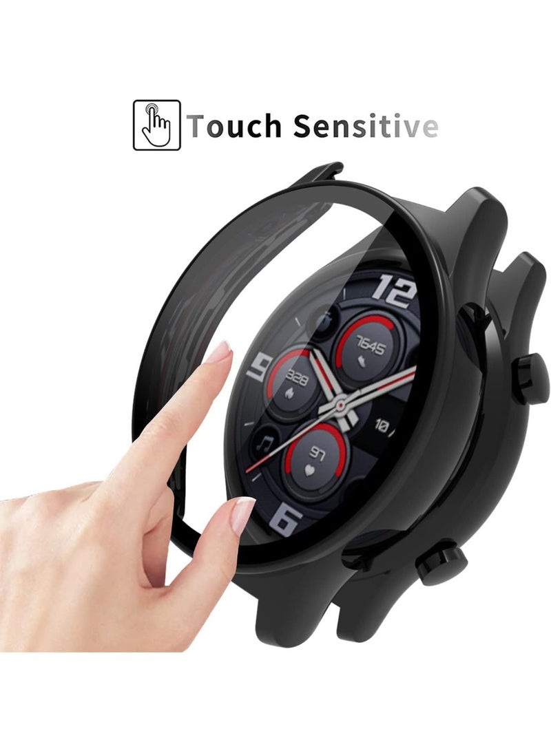 شيك فايب جراب لساعة Honor Watch GS 3، تصميم مدمج من البولي كربونات والزجاج المقوى، مقاوم للسقوط والخدش، عالي الدقة وشفاف، جراب لساعة Honor Watch GS 3، أسود - Image 2