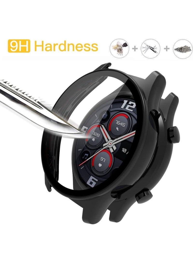 شيك فايب جراب لساعة Honor Watch GS 3، تصميم مدمج من البولي كربونات والزجاج المقوى، مقاوم للسقوط والخدش، عالي الدقة وشفاف، جراب لساعة Honor Watch GS 3، أسود - Image 5