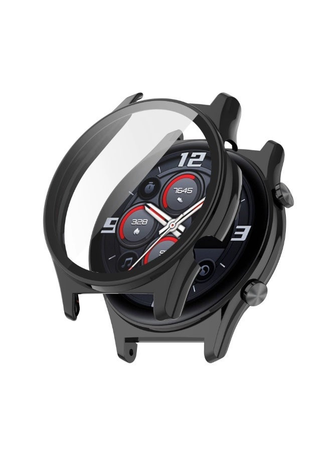 شيك فايب جراب لساعة Honor Watch GS 3، تصميم مدمج من البولي كربونات والزجاج المقوى، مقاوم للسقوط والخدش، عالي الدقة وشفاف، جراب لساعة Honor Watch GS 3، أسود - Image 1