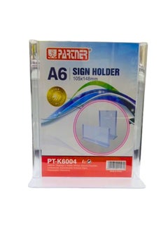 PARTNER Acrylic Sign Holder A6 105 x 148 mm 2 sided T Base  - Image 2