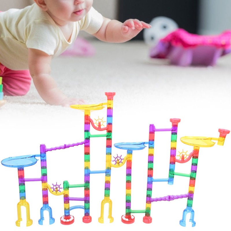 122Pcs DIY Marble Run Set Non-Toxic Soft Rounded Edges Children Educational Toy - Brain Stimulating Maze Track For Hand-Brain Coordination Development For Kids Age 4+ - Image 4
