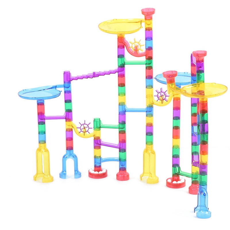 122Pcs DIY Marble Run Set Non-Toxic Soft Rounded Edges Children Educational Toy - Brain Stimulating Maze Track For Hand-Brain Coordination Development For Kids Age 4+ - Image 3