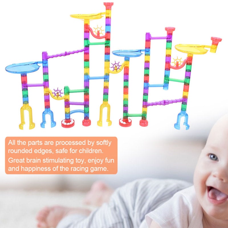122Pcs DIY Marble Run Set Non-Toxic Soft Rounded Edges Children Educational Toy - Brain Stimulating Maze Track For Hand-Brain Coordination Development For Kids Age 4+ - Image 5