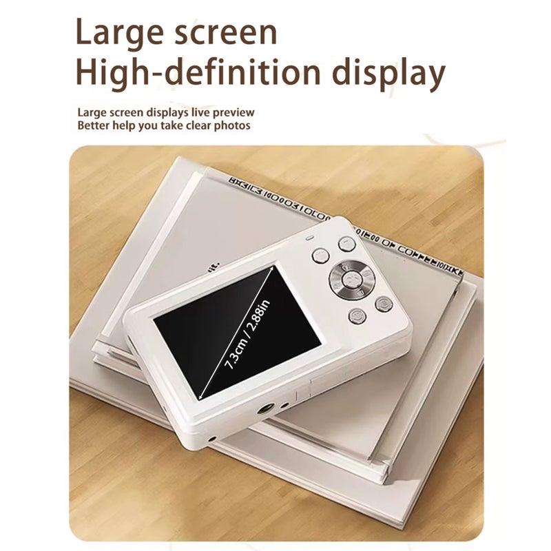4K/30FPS Digital Camera 64MP Digital Video Camera 2.4 Inch Screen 18X Digital Zoom Built-in Battery Birthday Christmas Gift for Teens Students Friends - Image 3