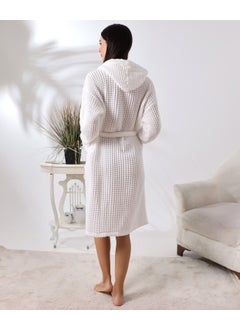 Destiny Hometex Unisex Hooded Organic Cotton Waffle Bathrobe  - Image 3