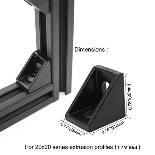 BLCCLOY 20 Sets 2020 Aluminum Extrusion T Slot Corner Bracket 20 Series Extruded Hardware 90 Degree Right Angle Connector with M5 Bolts Nuts for 20/20 80 20 2040 T V Slot Black Aluminum Profile - Image 3