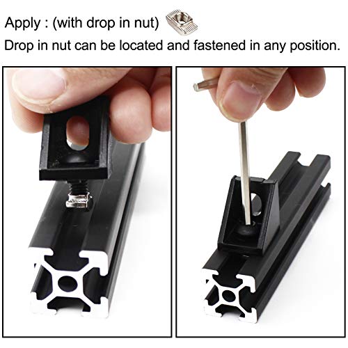 BLCCLOY 20 Sets 2020 Aluminum Extrusion T Slot Corner Bracket 20 Series Extruded Hardware 90 Degree Right Angle Connector with M5 Bolts Nuts for 20/20 80 20 2040 T V Slot Black Aluminum Profile - Image 4