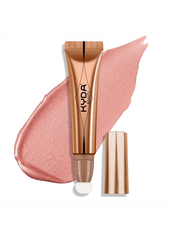 KYDA Blush Beauty Wand, Shimmer Face Blush with Cushion Applicator, Natural Pearl Finish, Silky Smooth Creamy Formula, Lightweight Blendable Blush Rouge Stick-Pearl Pink  - Image 1