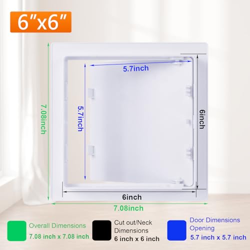 Suteck Plastic Access Panel for Drywall Ceiling 6 x 6 Inch Reinforced Plumbing Wall Access Doors Removable Hinged White - Image 2