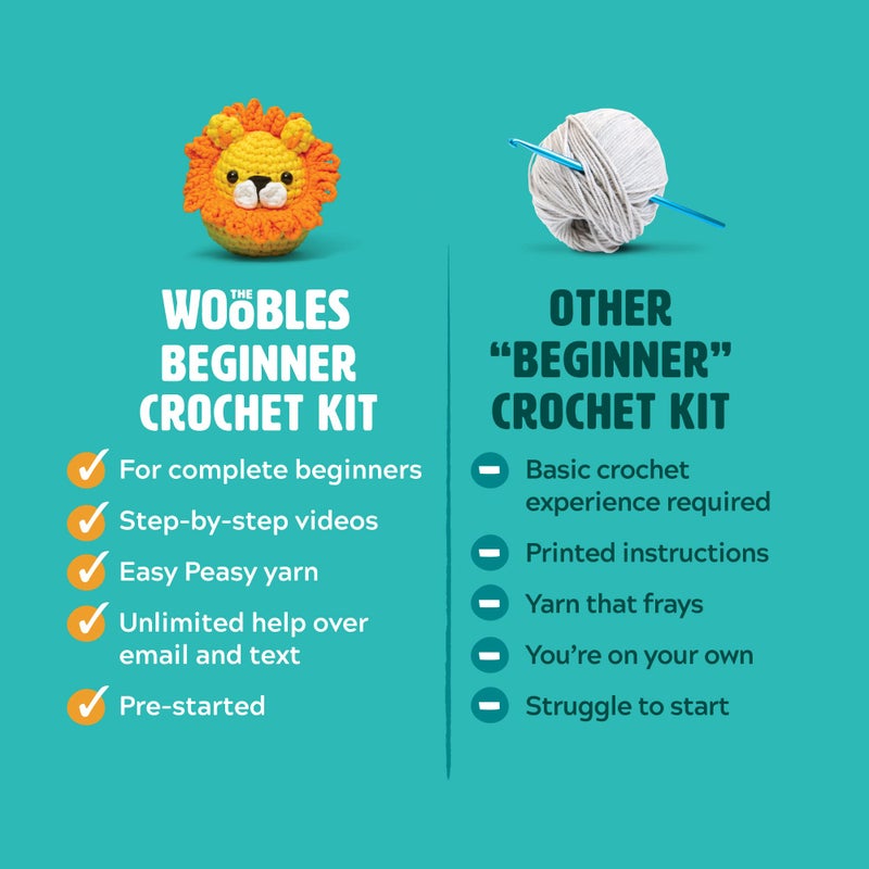The Woobles Crochet Kit for Beginners - Easy Arts and Crafts Knitting & Crochet Animals Kit As Seen On Shark Tank - Kiki The Chick - Image 5