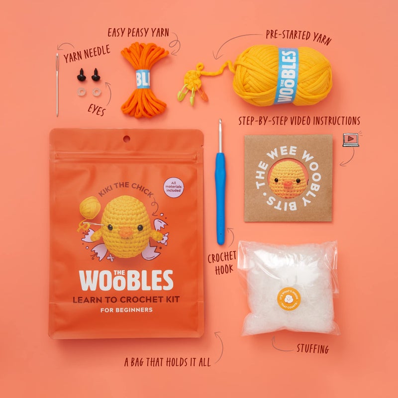 The Woobles Crochet Kit for Beginners - Easy Arts and Crafts Knitting & Crochet Animals Kit As Seen On Shark Tank - Kiki The Chick - Image 3