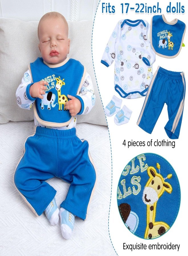 Pedolltree 12 Pcs Set Reborn Baby Dolls Clothes Boy Blue Outfit Accessories for 17-22 Inch Newborn Baby Boy with Blue Dot Bassinet - Image 4