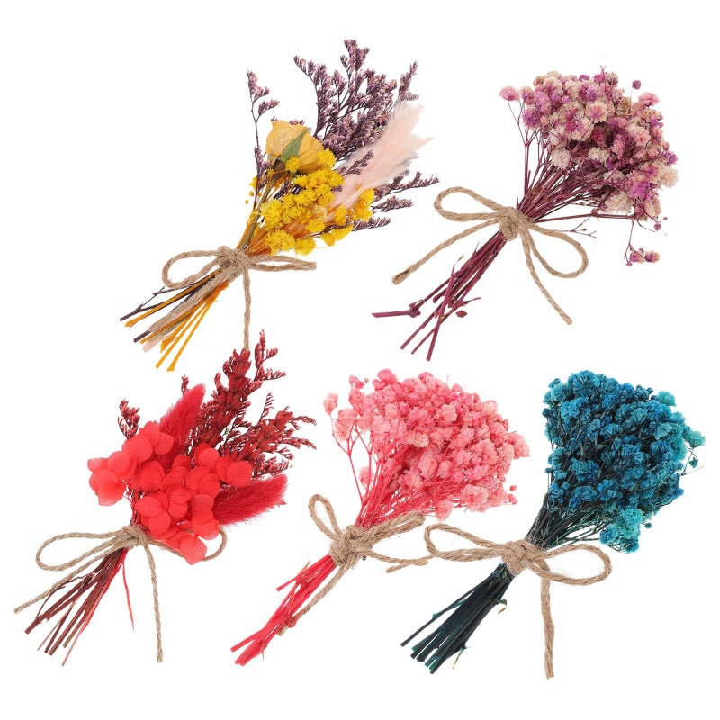 Mini Dried Flower Bouquet Set of 5 Preserved Flowers for Home Decor Wedding Centerpieces - Image 2