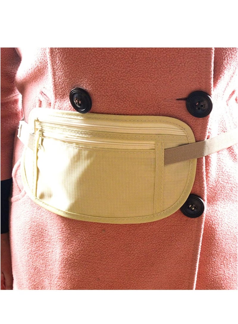 OMEVE 2 Pcs Concealed Money Belt, Anti-Theft Security Waist Bag, Adjustable Elastic Belt, Waterproof Travel Bag, for Cell Phone, Cash, Suitable for Traveling, Running, Hiking (Beige, Black) - Image 5