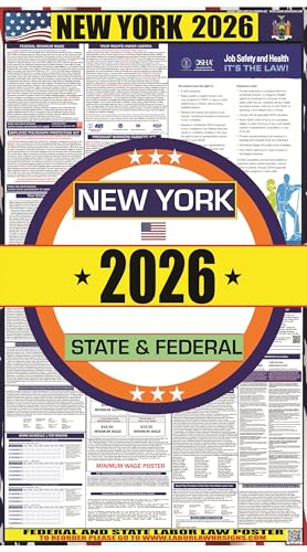 Home & Comforts 2026 New York NY State Labor Law Poster  State Federal and OSHA Compliant Laminated Poster  Ideal for Posting in The Workplace  Easy to Read Print  Perfect for Common Rooms and Cafeterias - Image 1