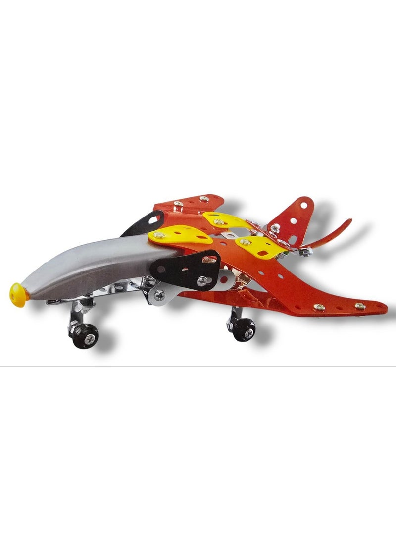 100 - Piece Metal Meccano Puzzle Kit – 3D fighter airplane Building Blocks & Puzzles, IQ Challenge STEM Construction Set for Kids Ages 6+ | Educational DIY Engineering Toy  - Image 1