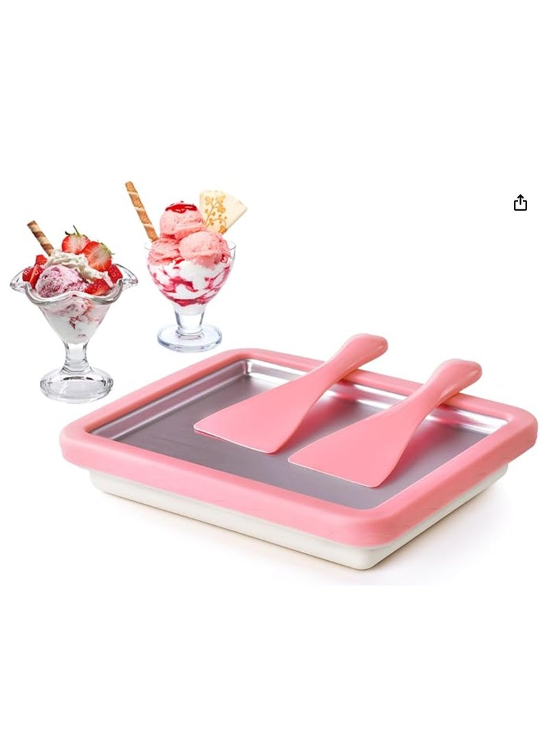 Ice Cream Roller, Aluminium Alloy Rolled Ice Cream Maker with 2 Scrapers, Ice Cream Maker for Homemade Rolled Cream Frozen Yogurt Gelato Sorbet - Image 1