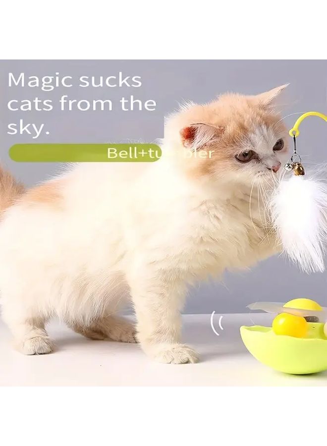 Peach Cat Stick Toy Bite Resistant 360 Rotating Feather Head Mute Design Desktop Ground Dual Purpose Pet Toy For Kittens Adult Cats - Image 1