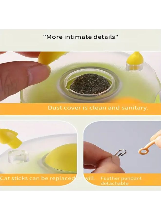 Peach Cat Stick Toy Bite Resistant 360 Rotating Feather Head Mute Design Desktop Ground Dual Purpose Pet Toy For Kittens Adult Cats - Image 4