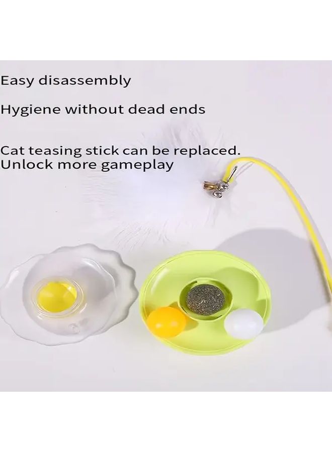Peach Cat Stick Toy Bite Resistant 360 Rotating Feather Head Mute Design Desktop Ground Dual Purpose Pet Toy For Kittens Adult Cats - Image 5