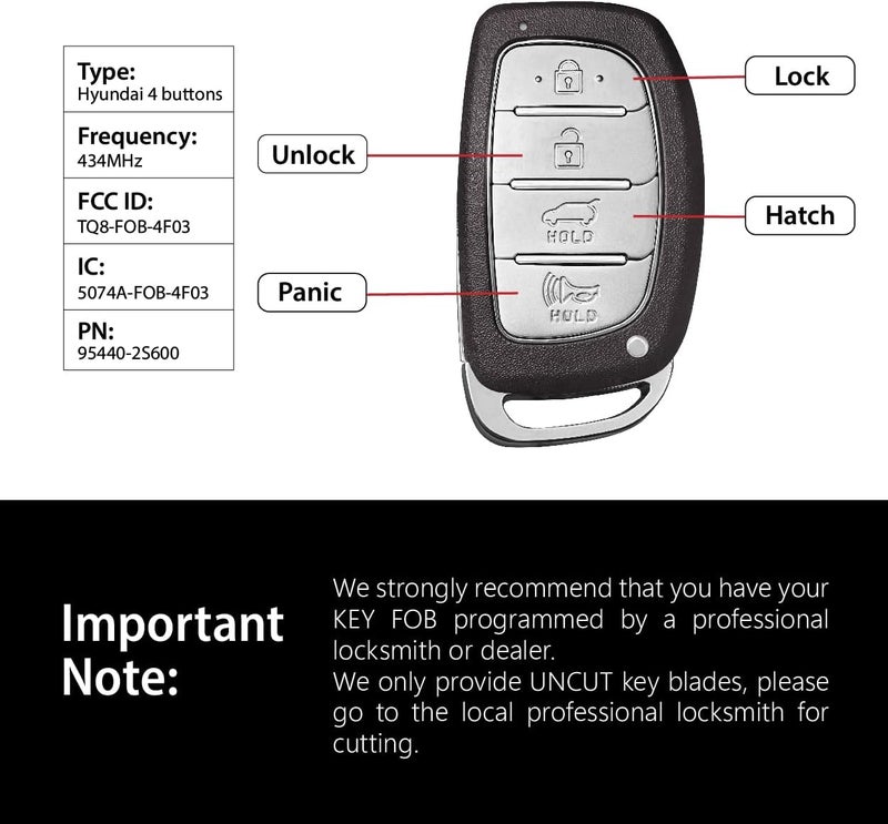 Keylessbest جهاز تحكم عن بُعد لفتح السيارة بدون مفتاح TQ8-FOB-4F03 434MHz بديل لهيونداي توسان 2014 - 2015 - Image 3