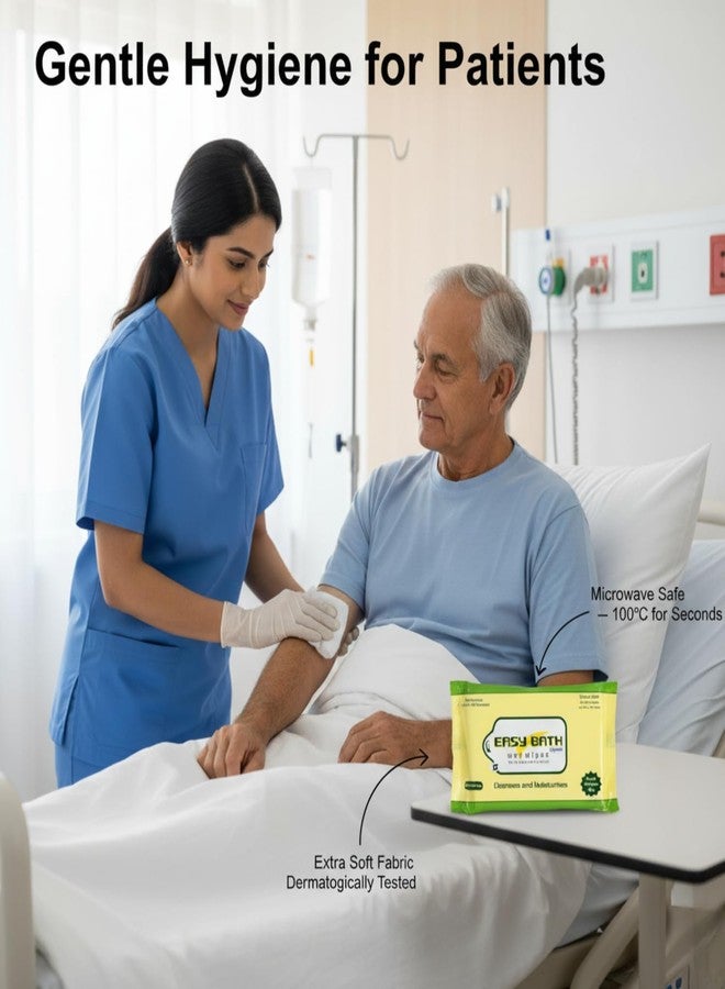 MEDITROVE Easy Bath Wipes | Extra Large 32x32 cm Wet Wipes Enriched with Aloe Vera | Gentle Skin Cleansing Bathing Wipes for Adults & Elderly | 10 Wipes Per Pack | Combo of 4 Packs (Total 40 Wipes) - Image 3
