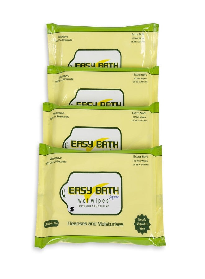 MEDITROVE Easy Bath Wipes | Extra Large 32x32 cm Wet Wipes Enriched with Aloe Vera | Gentle Skin Cleansing Bathing Wipes for Adults & Elderly | 10 Wipes Per Pack | Combo of 4 Packs (Total 40 Wipes) - Image 1