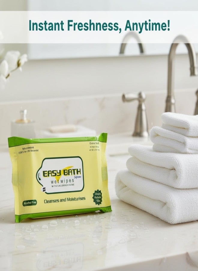 MEDITROVE Easy Bath Wipes | Extra Large 32x32 cm Wet Wipes Enriched with Aloe Vera | Gentle Skin Cleansing Bathing Wipes for Adults & Elderly | 10 Wipes Per Pack | Combo of 4 Packs (Total 40 Wipes) - Image 4