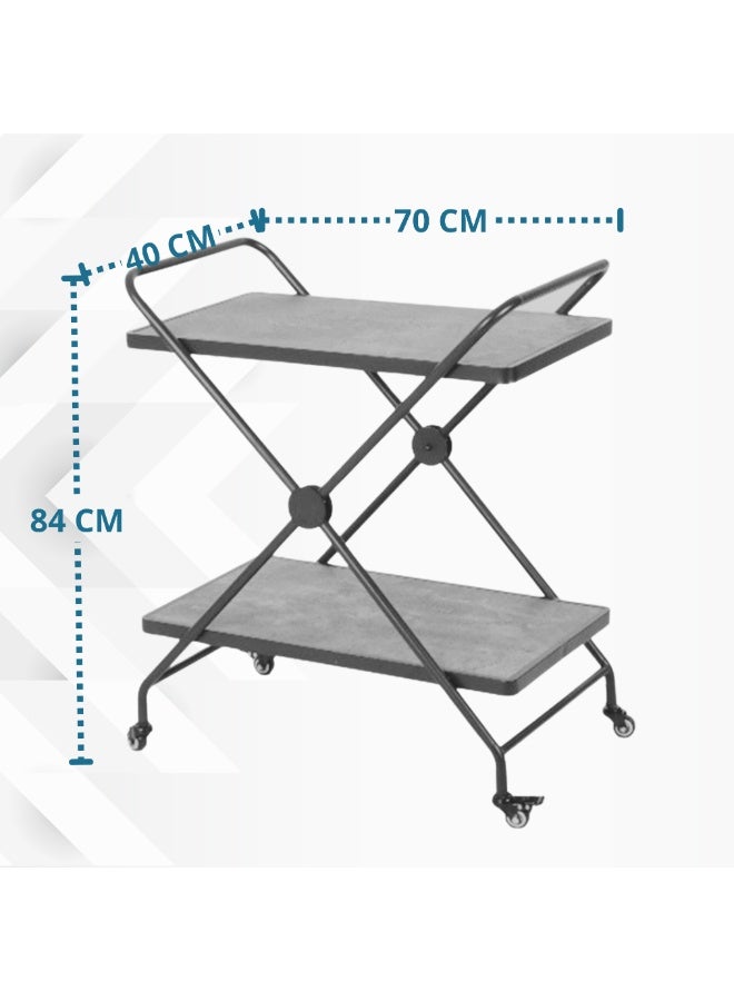 بكسل للأثاث عربة تقديم الضيافة للشاي والقهوة متحركة رفين مستطيلة من بكسل الأثاث, بني غامق - Image 3