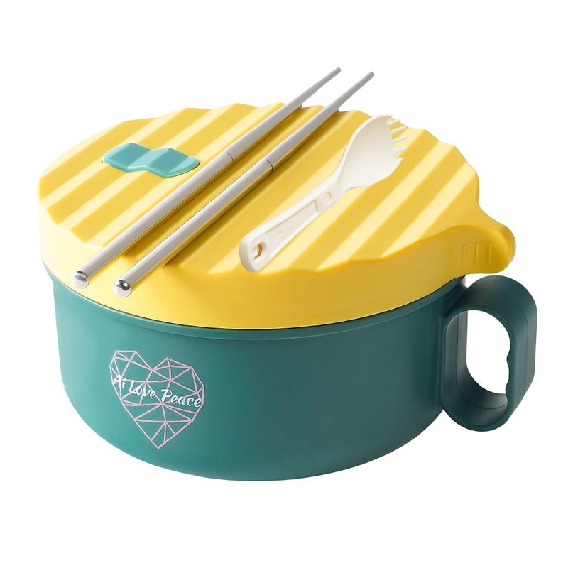 AI LOVE PEACE AI LOVE PEACE Ramen Bowl 40 oz Microwaveable Noodle Cooker for Ramen Pho Soup and Pasta Dishwasher Safe and Portable Ideal for Home Office Dorm or Gift Green 