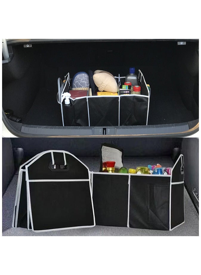 Car Boot Compartmental Organizer With 3 Compartments Multifunction Car Organizer Portable Foldable Trunk Organizer - Image 5