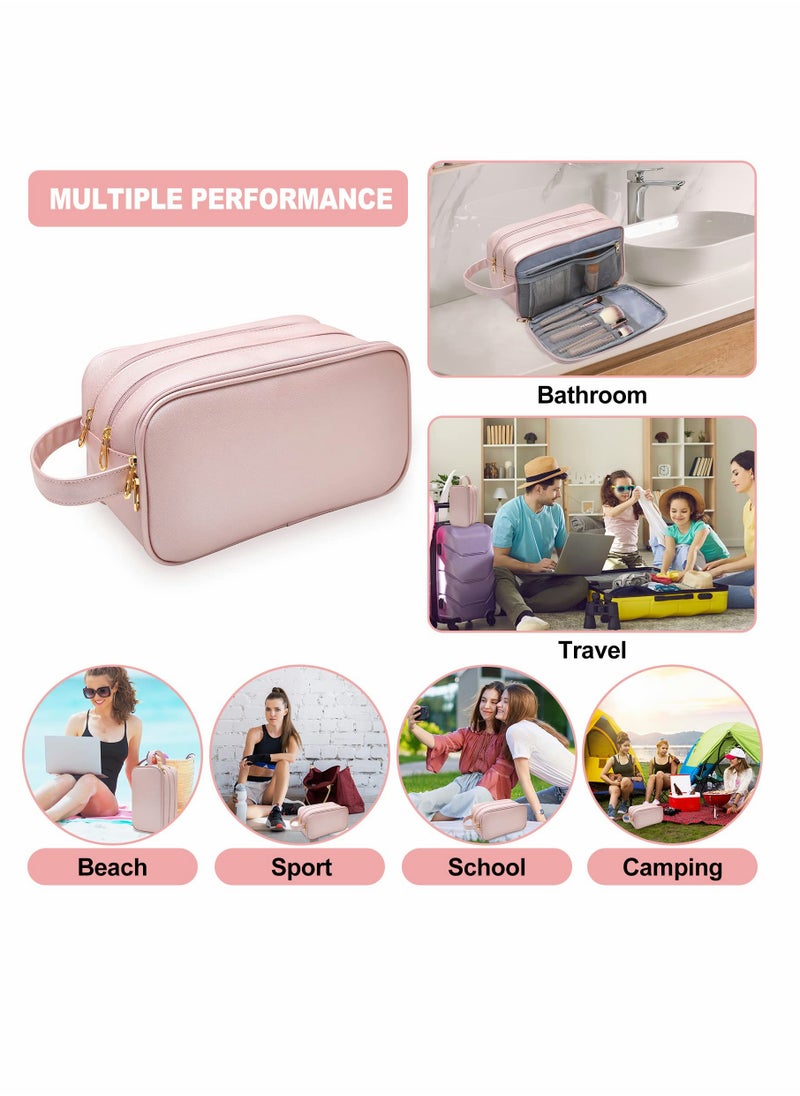 KASTWAVE - Water Resistant Toiletry-Bag, for Women Travel Essentials Travel-Makeup-Bag Eco Leather Cosmetic Makeup Organizer Travel-Accessories Full Travel Size Toiletries College-Dorm-Room-Essentials-For-Girls - Image 1